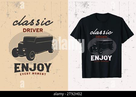 Design de t-shirt vecteur de voiture classique vintage. t-shirt à l'ancienne illustration de voiture. Illustration de Vecteur