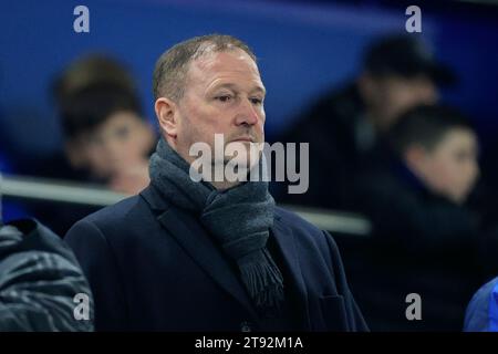 Steve Holland l'entraîneur-chef de l'équipe d'Angleterre dans les tribunes devant le match de qualification de l'UEFA Euro U21 Angleterre U21 vs Irlande du Nord U21 à Goodison Park, Liverpool, Royaume-Uni, le 21 novembre 2023 (photo de Conor Molloy/News Images) Banque D'Images