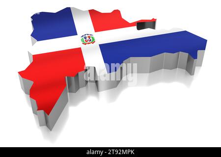 République dominicaine - frontières et drapeau du pays - illustration tridimensionnelle Banque D'Images