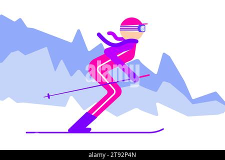 Mode femme ski clip art. Illustration vectorielle plate Illustration de Vecteur