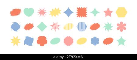 Ensemble de bulles plates de parole en étoile. Éléments de conception pour la campagne publicitaire promotionnelle. Illustration vectorielle. Illustration de Vecteur