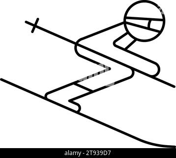 Symbole de skieur. Illustration vectorielle de contour Illustration de Vecteur