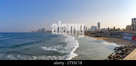 Panorama de la capitale d'Israël, tel Aviv, photographié depuis la région de Jaffa. Banque D'Images