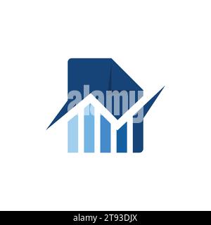 Modèle de création de logo Creative Accounting. Logo de comptabilité financière, avec papier pliant ou livre pour l'analyse de graphique de stock de comptabilité financière. Avec Mo Illustration de Vecteur