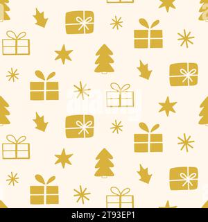 Cadeaux de Noël Seasonal Vector Seamless Pattern Illustration de Vecteur