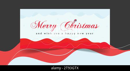 Couverture de Noël modifiable et modèle de bannière Web, bannière publicitaire de site Web d'en-tête de ligne de temps de page, bannière de noël horizontale, message d'invitation de fête de Noël Illustration de Vecteur