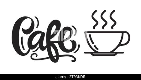 Logo vecteur café logo lettrage écrit à la main Illustration de Vecteur
