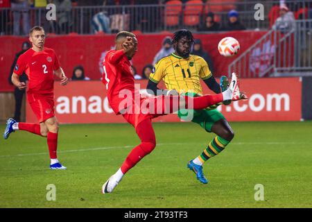 Toronto, Ontario, Canada, 21 novembre 2023, S. Nicholson #11 en action lors du match DE LA LIGUE NATIONALE de la CONCACAF entre le Canada et la Jamaïque au BMO Field. Banque D'Images