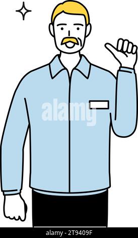 Homme blanc senior pointant vers lui-même avec le pouce, Illustration vectorielle Illustration de Vecteur