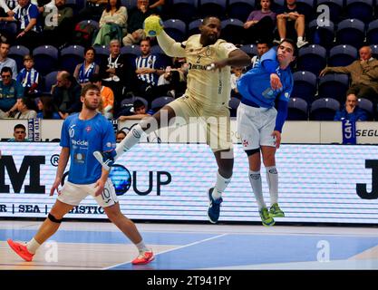 Porto, 19/11/2023 - Futebol Clube do Porto a accueilli le football Club «OS Belenenses» cet après-midi, à la Pavilhão Dragão Arena, dans un match comptant pour la 12e manche du Championnat National de Handball - 2023/2024. (José Carmo / Global Imagens) Banque D'Images