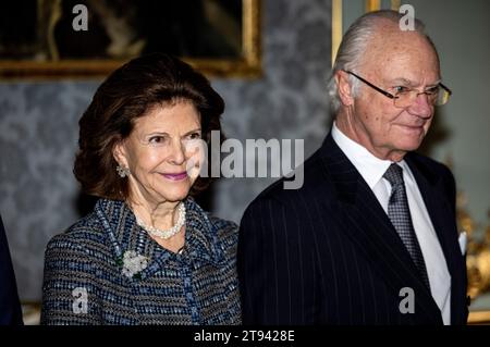 Stockholm, Suède. 22 novembre 2023. STOCKHOLM 20231122RCarl Gustaf et la reine Silvia remettent la médaille du Prince Eugen au Palais de Stockholm. Photo : Christine Olsson/TT/Code 10430 crédit : TT News Agency/Alamy Live News Banque D'Images