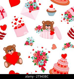 Motif sans couture vectoriel. Vacances. Saint-Valentin Amour Illustration de Vecteur