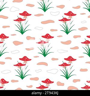 Modèle enfant sans couture vectorielle. Les champignons volent agaric. Illustration de Vecteur