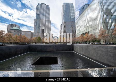 Image des fontaines du World Trade Center à New York. Banque D'Images