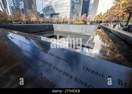 Image des fontaines du World Trade Center à New York. Banque D'Images