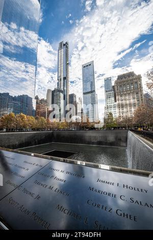 Image des fontaines du World Trade Center à New York. Banque D'Images