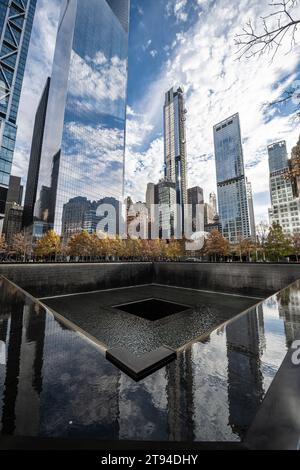 Image des fontaines du World Trade Center à New York. Banque D'Images