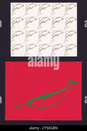 Dauphins de 1982 - acide de blotter - LSD [diéthylamide d'acide lysergique] Banque D'Images