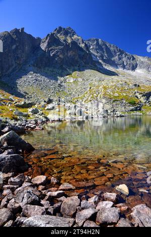 Lac Velke Spisske pleso à Mala Studena Dolina, Vysoke Tatry (montagnes Tatras), Slovaquie. Banque D'Images