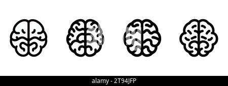 définir l'icône de ligne cérébrale isolée. Illustration vectorielle Illustration de Vecteur