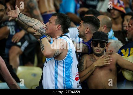 Confusion entre fans argentins et police Banque D'Images