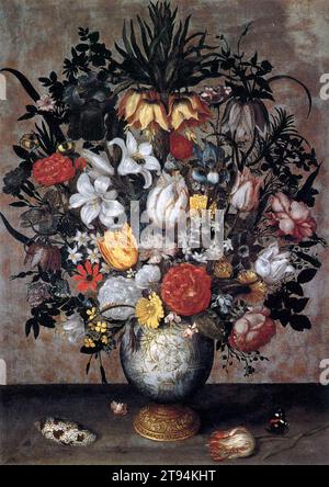 Fleurs dans un vase chinois 1607 par Ambrosius l'ancien Bosschaert Banque D'Images
