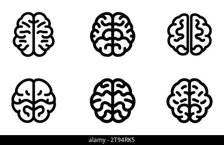 définir l'icône de ligne cérébrale isolée. Illustration de Vecteur