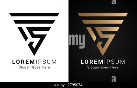 Design original de luxe SF ou FS Monogram Text Letter logo Illustration de Vecteur