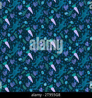 Aquarelle animaux de Pâques motif sans couture carotte et lapin pour le papier d'emballage et les tissus et le linge de maison et les vêtements d'enfants imprimer et emballage festif an Banque D'Images