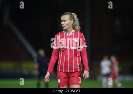 Londres, Royaume-Uni. 22 novembre 2023. Londres, Angleterre, 22 novembre 2023 : Sille Struck (3 Bristol City) en action lors du match de la FA Women's League Cup entre Tottenham Hotspur et Bristol City à Brisbane Road à Londres, Angleterre (Alexander Canillas/SPP) crédit : SPP Sport Press photo. /Alamy Live News Banque D'Images