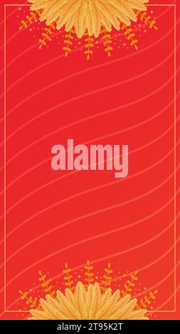 Rouge avec modèle de cadre d'histoire de Noël or. Arrière-plan avec espace de copie. Idéal pour une utilisation sur ig, carte de voeux, bannière et Web. Illustration de Vecteur