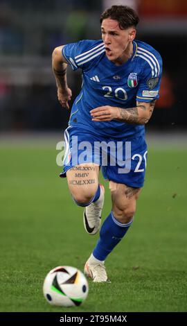 Rome, Italie. 17 novembre 2023. Nicolo Zaniolo d'Italie lors du match de qualification pour le Championnat d'Europe de l'UEFA au Stadio Olimpico, Rome. Le crédit photo devrait se lire : Jonathan Moscrop/Sportimage crédit : Sportimage Ltd/Alamy Live News Banque D'Images
