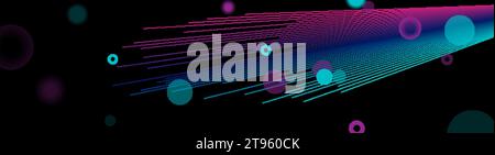 Bleu violet néon lignes minimales et cercles arrière-plan abstrait. Conception de bannière vectorielle futuriste Illustration de Vecteur