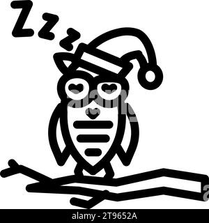 sleepy owl sleep night line illustration vectorielle d'icône Illustration de Vecteur