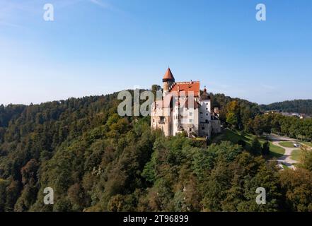 Tir de drone, Clam Castle, Klam, région de Muehlviertel, haute-Autriche, Autriche Banque D'Images