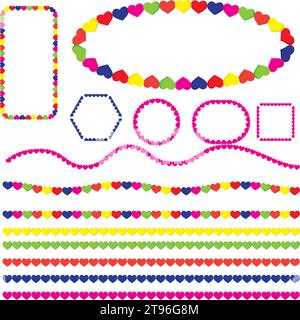 Motif de forme Hearten. Hearten Set. illustration vectorielle. couleurs pleins coeurs. impression, textile. éléments de conception. fond blanc Illustration de Vecteur