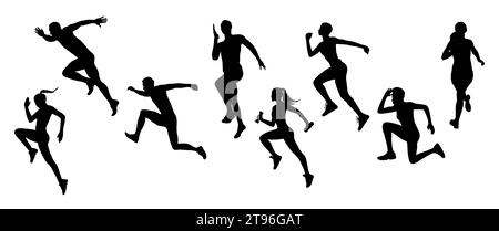 Runners silhouettes vector set isolé sur blanc. Illustration de Vecteur