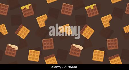 motif sans couture en toile de fond de gaufres belges plates Illustration de Vecteur