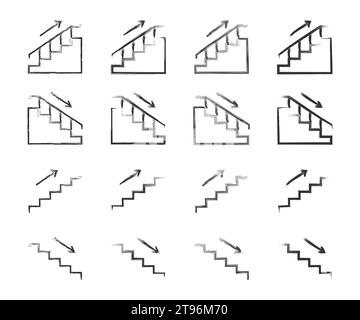 Ensemble d'icônes d'escaliers dessinés à la main. Illustration vectorielle Illustration de Vecteur