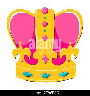 Couronne royale dorée avec des pierres. Un élément d'un costume de carnaval. Le symbole du Mardi gras, carnaval brésilien. Elément décoratif plat. Vector illust Illustration de Vecteur