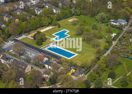 Vue aérienne, piscine extérieure Werne, WasserWelten Bochum, Werne, Bochum, région de la Ruhr, Rhénanie du Nord-Westphalie, Allemagne, établissement de baignade, station balnéaire Banque D'Images
