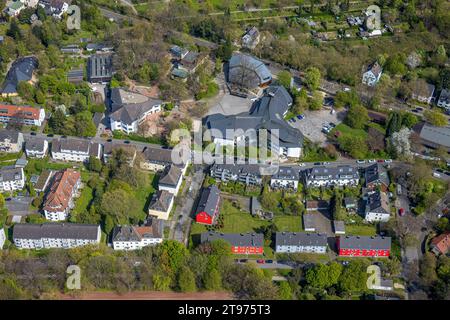 Vue aérienne, école Rudolf Steiner Waldorf, Langendreer, Bochum, région de la Ruhr, Rhénanie du Nord-Westphalie, Allemagne, Education, établissement d'enseignement, DE, E Banque D'Images