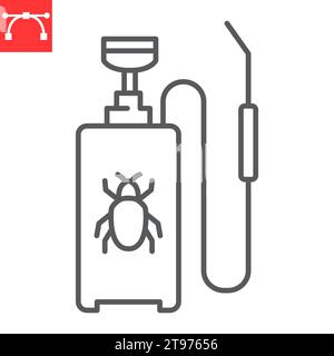 Icône de ligne de pesticide, lutte antiparasitaire et toxique, icône vectorielle de pulvérisateur à pression, graphiques vectoriels, signe de contour de trait modifiable, eps 10. Illustration de Vecteur