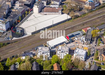 Vue aérienne, chantier de construction et nouveaux immeubles d'appartements sur Hermannstrasse, triangle des Bermudes, centre-ville sud, Bochum, région de la Ruhr, Rhénanie-du-Nord-Westp Banque D'Images