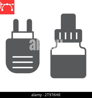 Icône de glyphe anti-moustique fumigateur, prise et sécurité, icône de vecteur anti-moustique électrique, graphiques vectoriels, signe solide de trait éditable, eps 10. Illustration de Vecteur