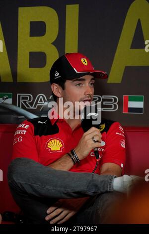 23 novembre 2023, Yas Marina circuit, Abu Dhabi, Formule 1 Etihad Airways Abu Dhabi Grand Prix 2023, dans la photo Charles Leclerc (MCO), Scuderia Ferrari Banque D'Images