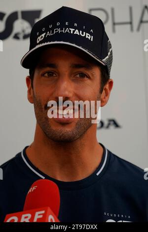 23 novembre 2023, Yas Marina circuit, Abu Dhabi, Formule 1 Etihad Airways Abu Dhabi Grand Prix 2023, dans la photo Daniel Ricciardo (AUS), Scuderia AlphaTauri Banque D'Images