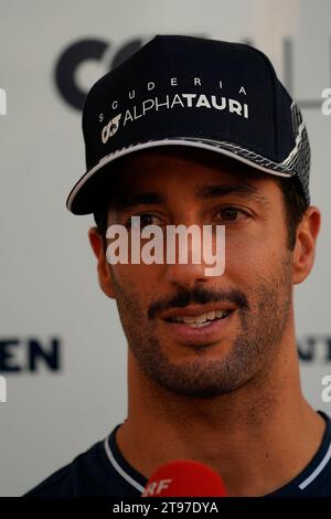 23 novembre 2023, Yas Marina circuit, Abu Dhabi, Formule 1 Etihad Airways Abu Dhabi Grand Prix 2023, dans la photo Daniel Ricciardo (AUS), Scuderia AlphaTauri Banque D'Images