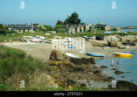 Îles Chausey, village des Blainvillais, crique des Blainvillais (Manche, Normandie, France). Banque D'Images