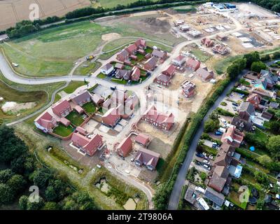 Nouveau développement de logement en construction vue aérienne Banque D'Images